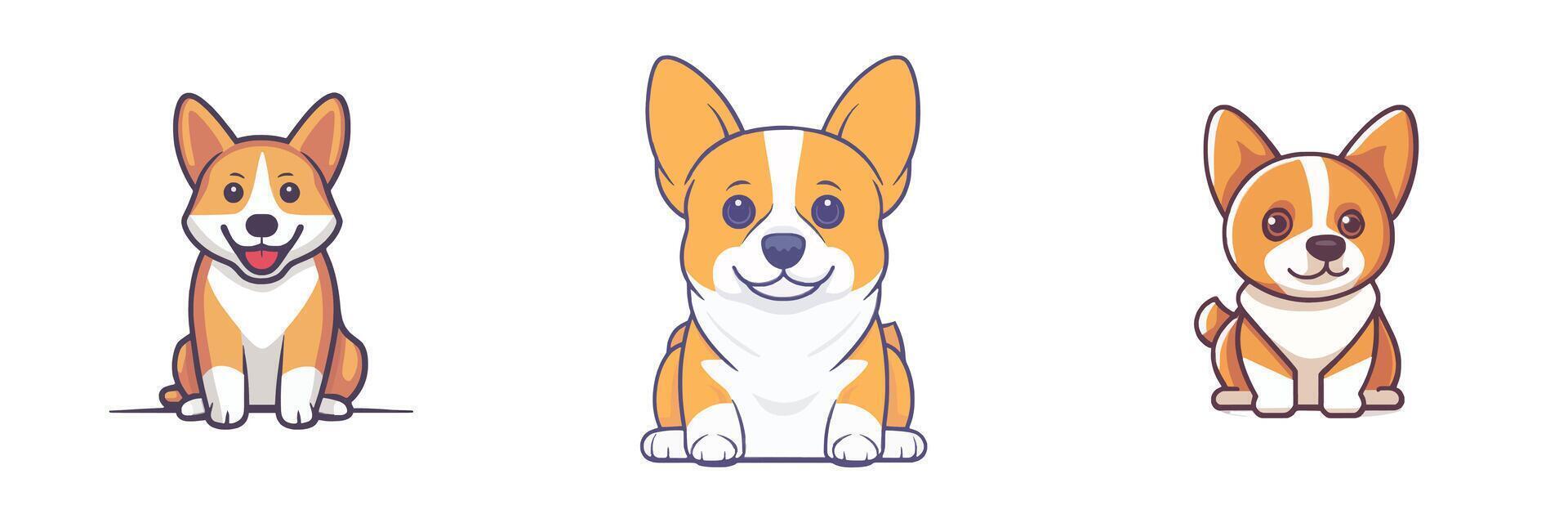 Cute Corgi Characters Adorable Dog Designs vector