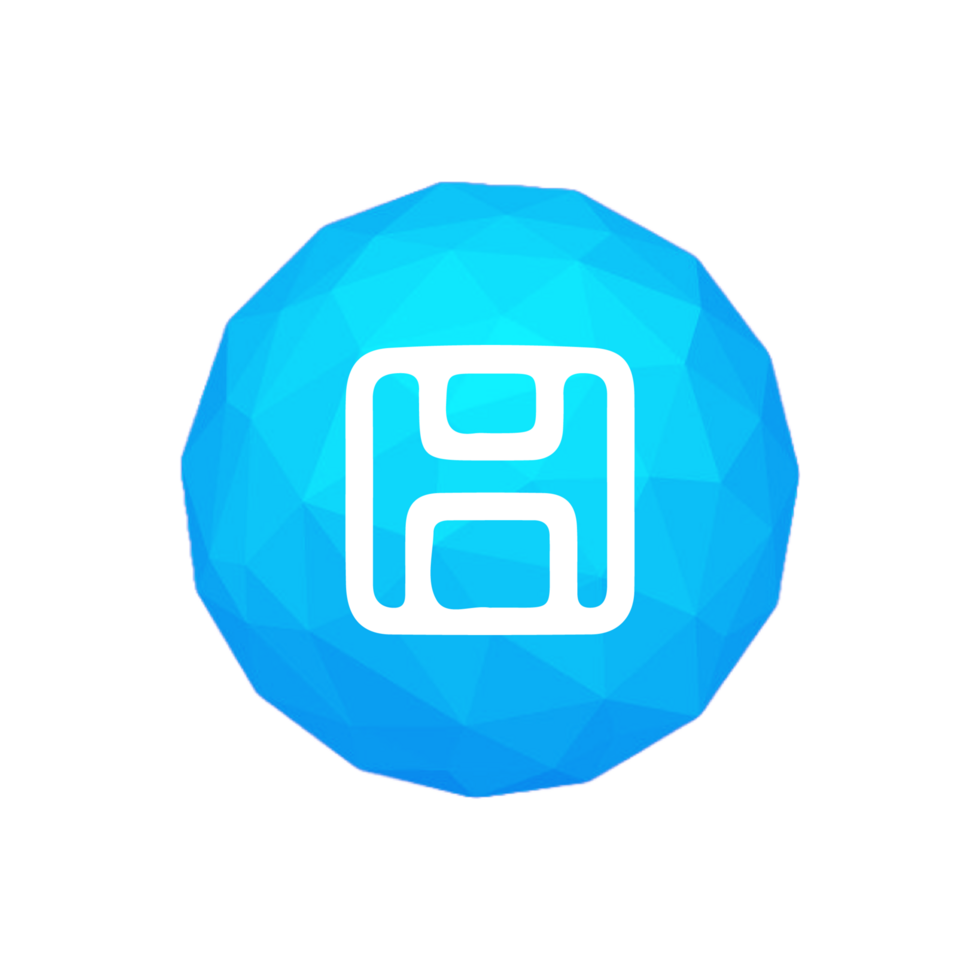 A blue button with the letter h in it flat png