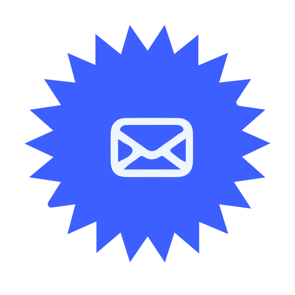 Email icon with blue starburst png