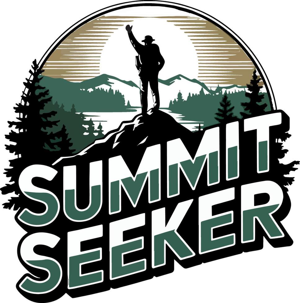 Summit Seeker adventure, mountain outdoor hiking t shirt design vector
