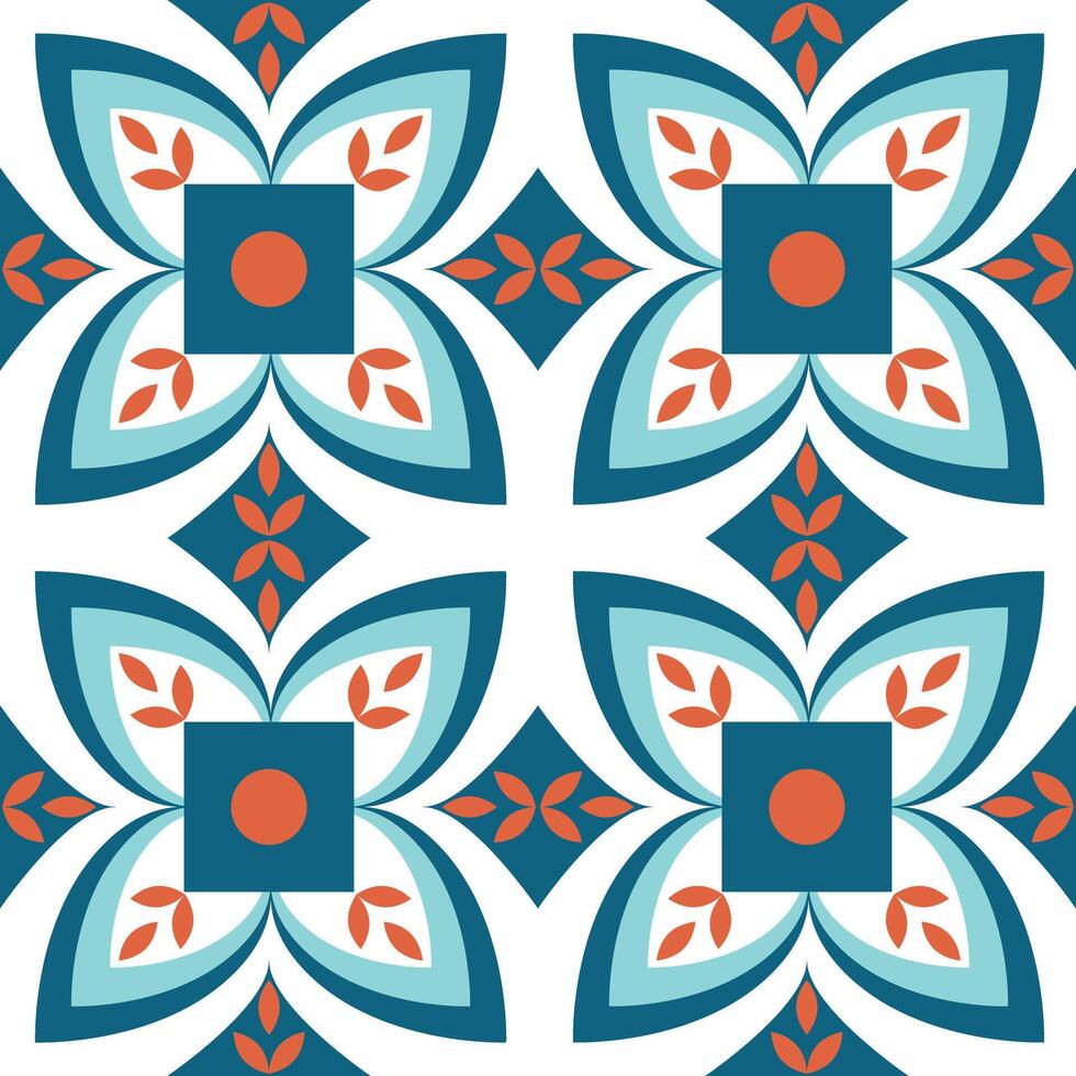 Seamless pattern illustration in traditional style like Portuguese tiles. vector