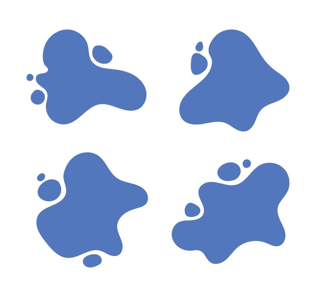 Set of abstract blue liquid blob shape design vector