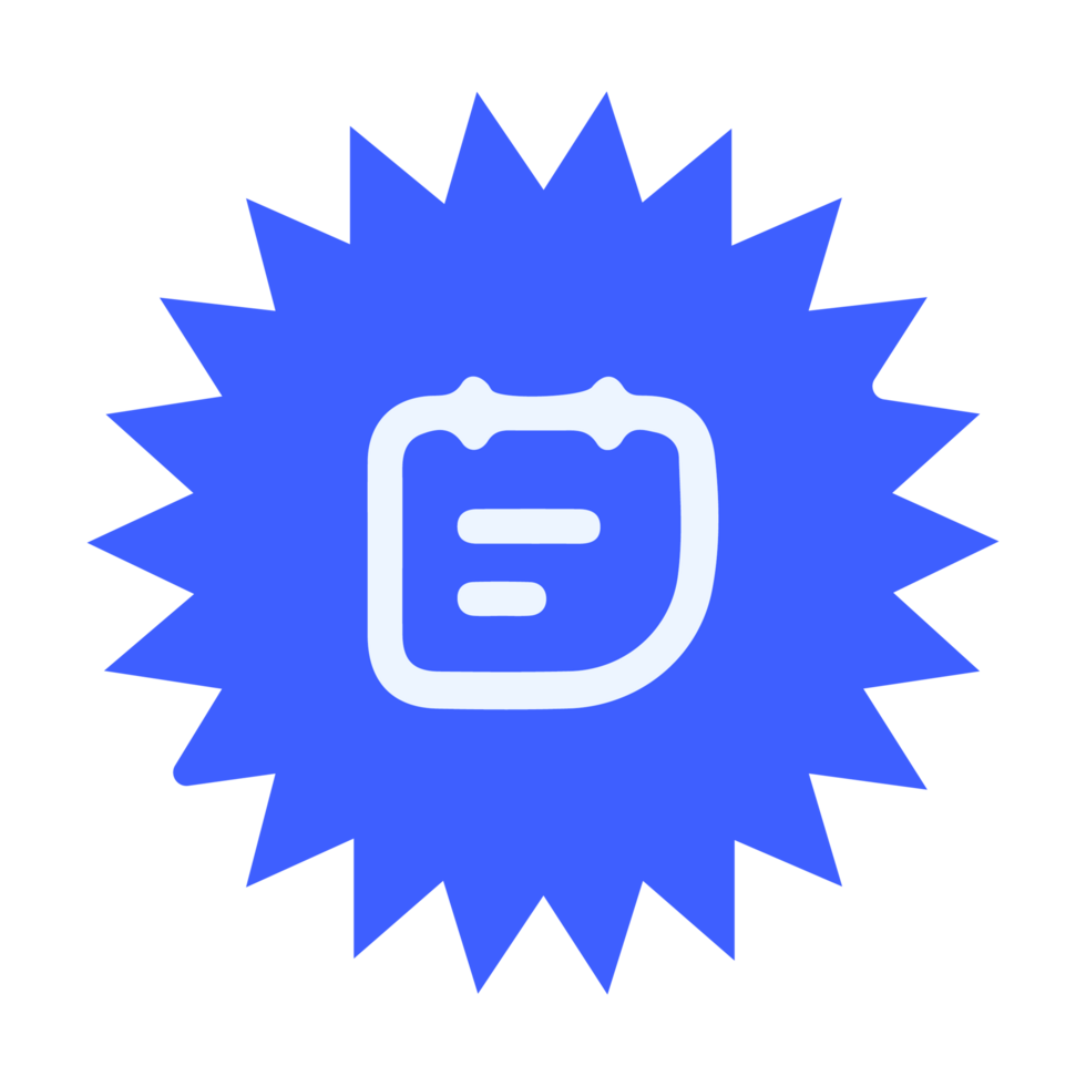 Date icon on blue star flat png