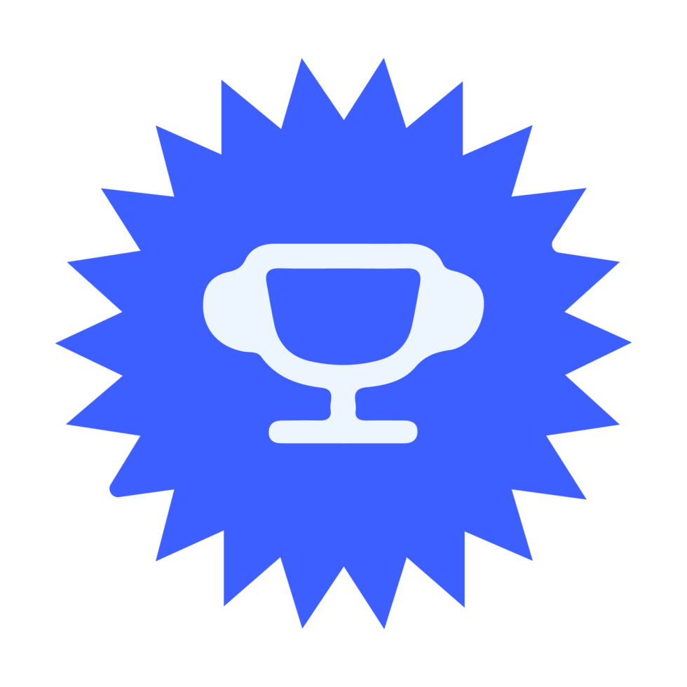 A blue star with a white cup on it flat png