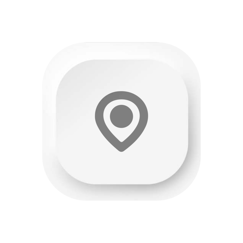 A white button with a location pin icon flat png