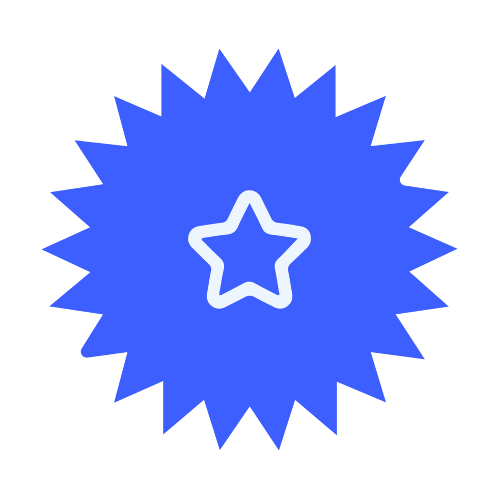 A star icon on a flat shape flat png