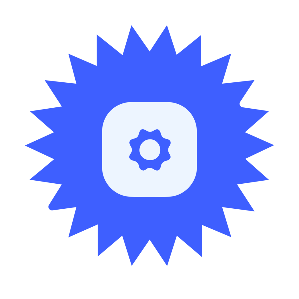 A blue star with a gear in the center flat png