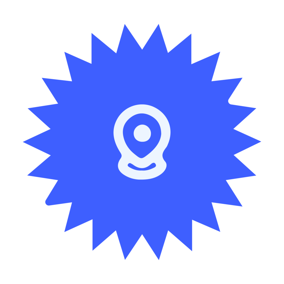 A blue star with a pin icon on it png