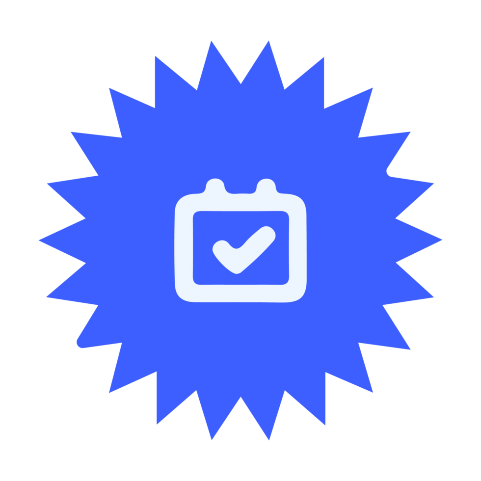 A blue star with a check mark on it flat png