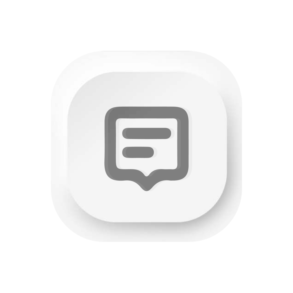 A white square button with a speech bubble icon png