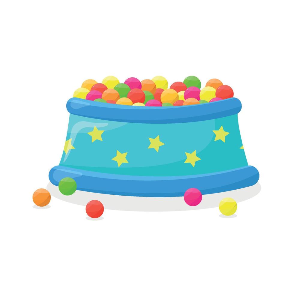 Dry pool icon with balls on white background. Entertainment for children. Leisure concept. vector
