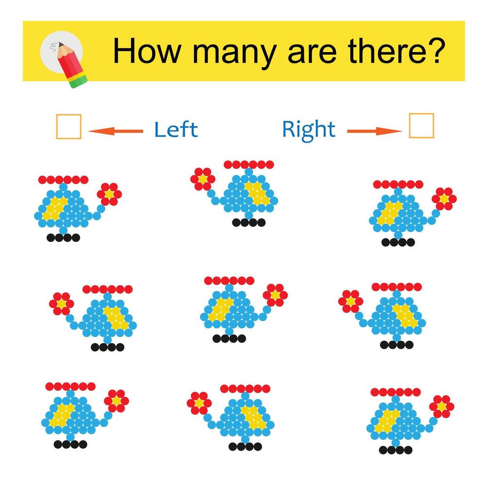 Math activity for kids. Developing numeracy skills. Cartoon helicopter. vector