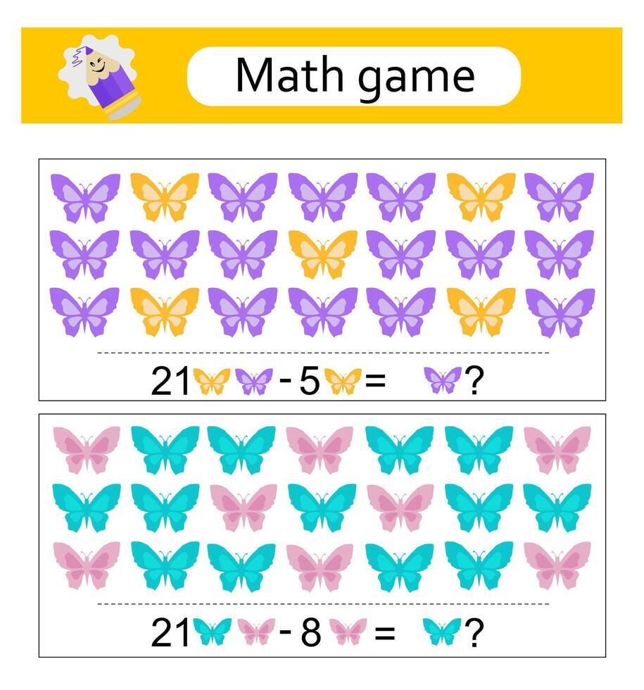Educational game for kids. Math game. vector