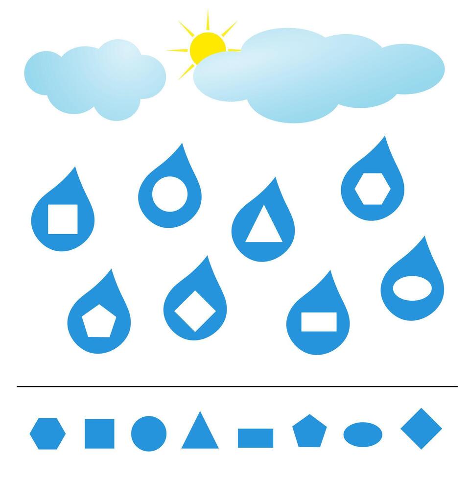 Activity for preshool years children. Basic geometric shapes. illustration. vector