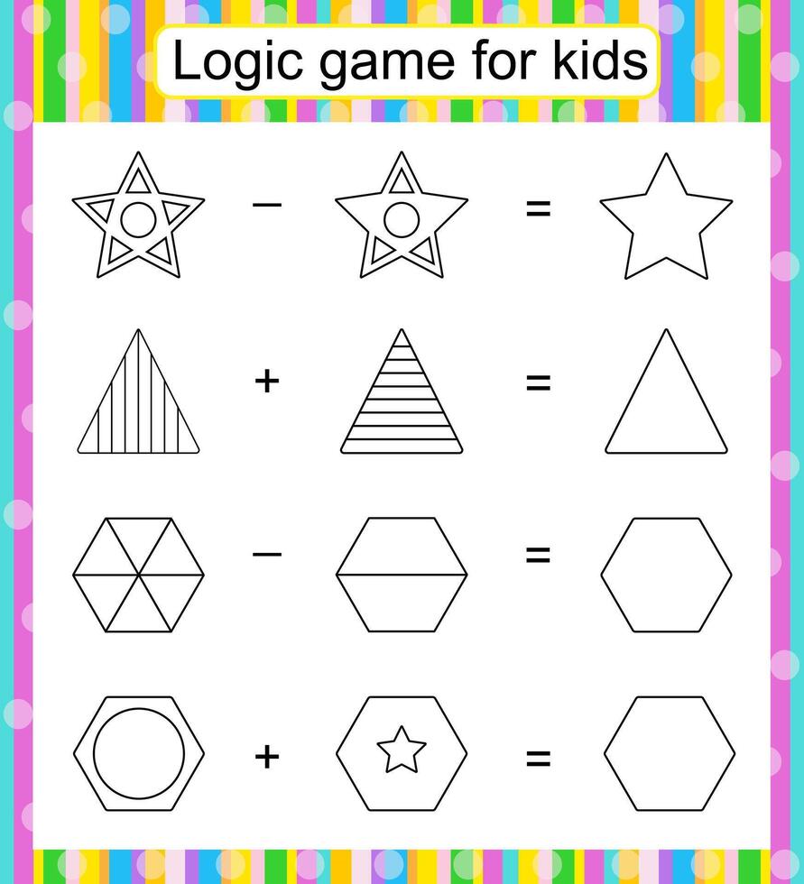 Logic game for children. Find and draw the missing parts. Worksheet. vector