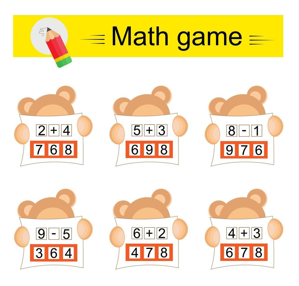 Developing numeracy skills. Number range up to 10. vector