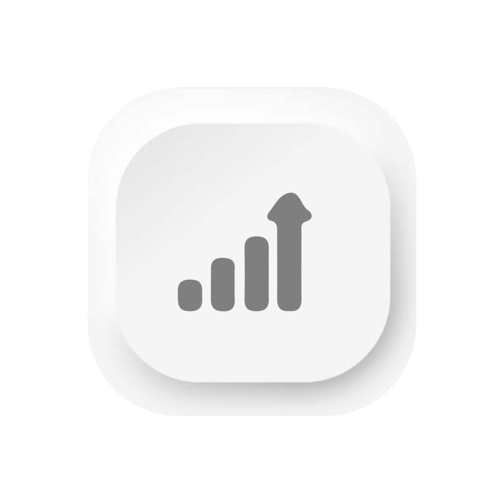 A white square button with an arrow pointing upward flat png