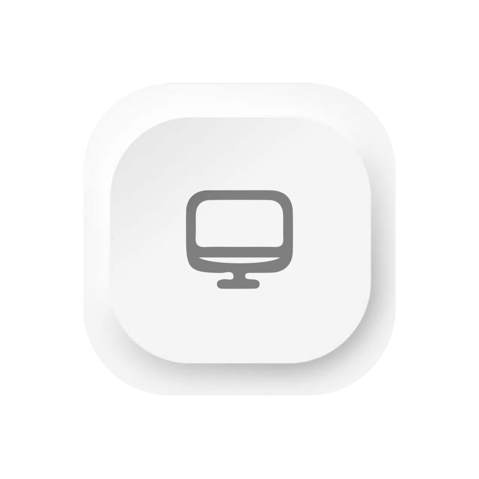 A white square button with a computer monitor on it png