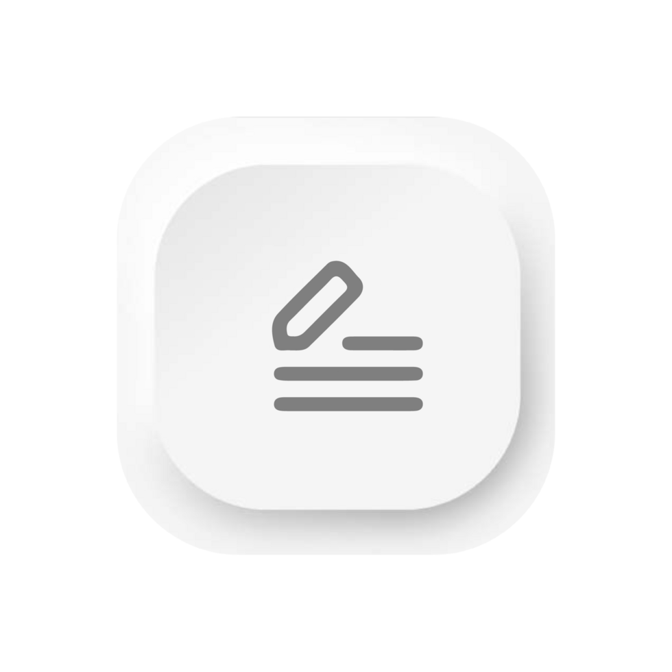 A white square button with a paper clip icon png