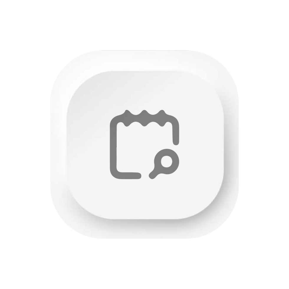 A white square button with a calendar icon flat illustration png