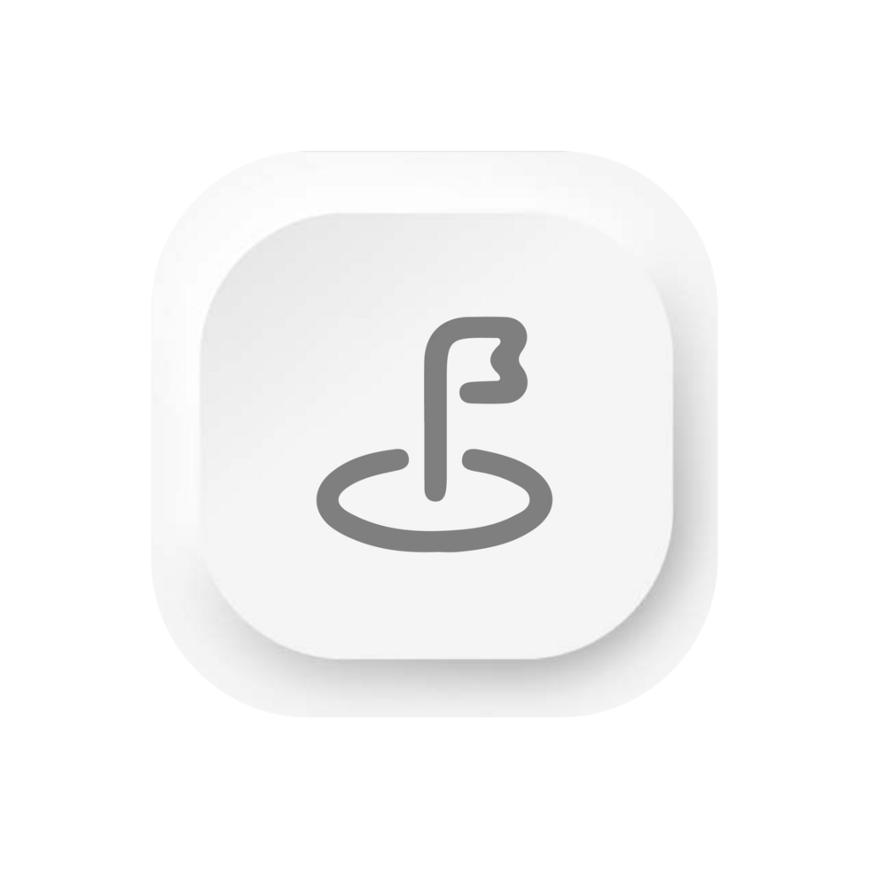 A white button with a golf ball icon png