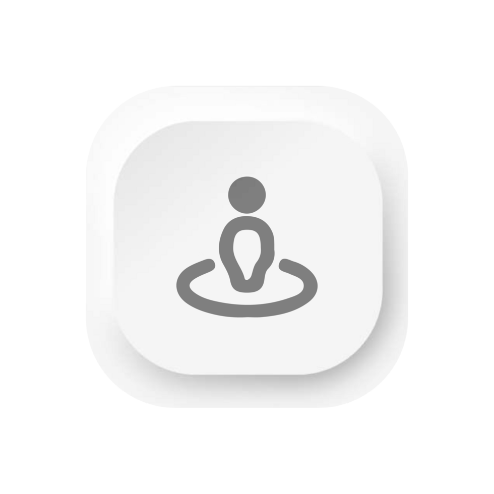 A white button with a person sitting on a chair png
