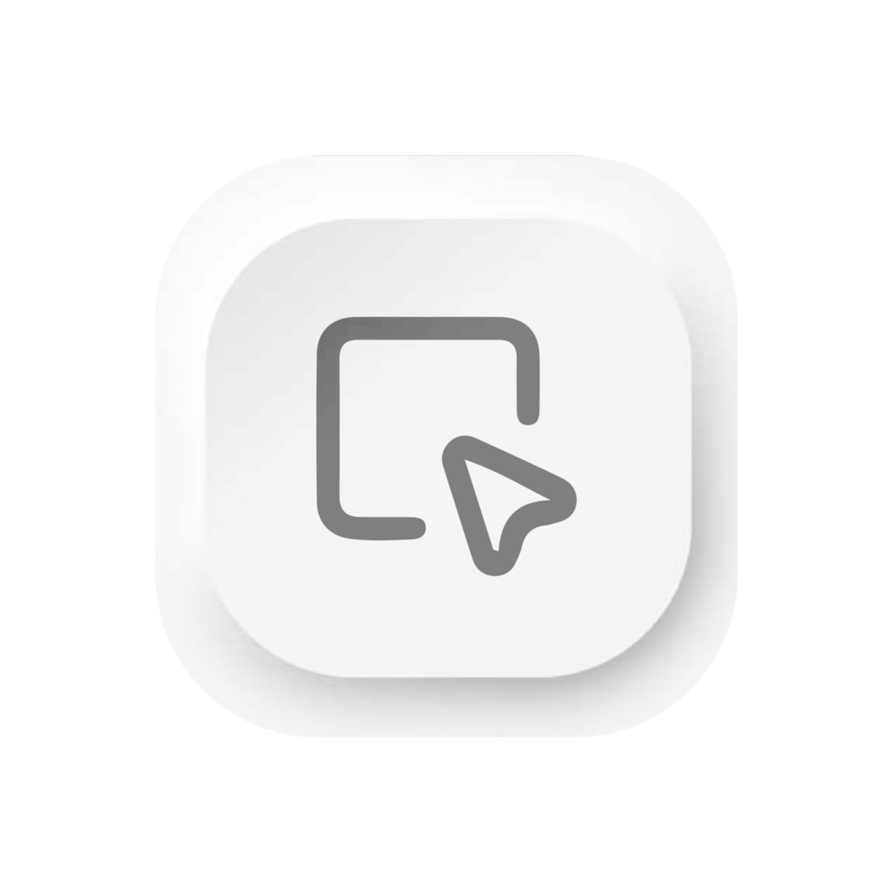 A white square button with a flat shape flat png