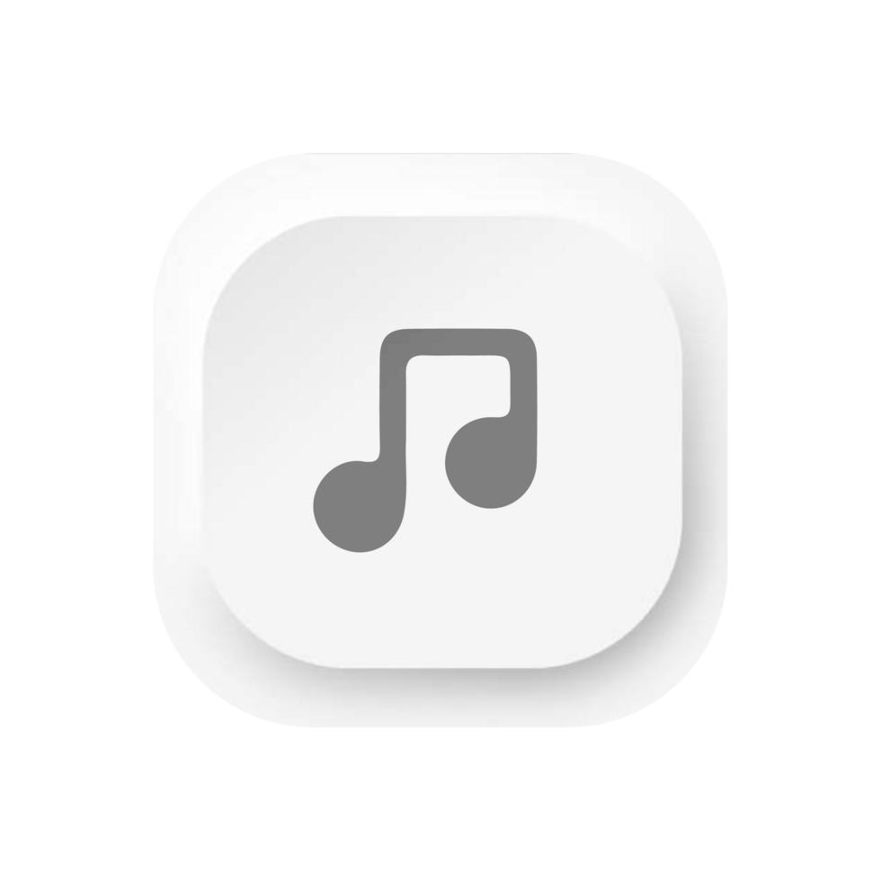 A white music note icon on a flat shape flat png