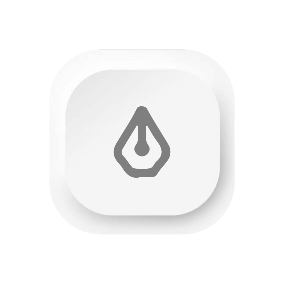A white square button with a drop of ink png