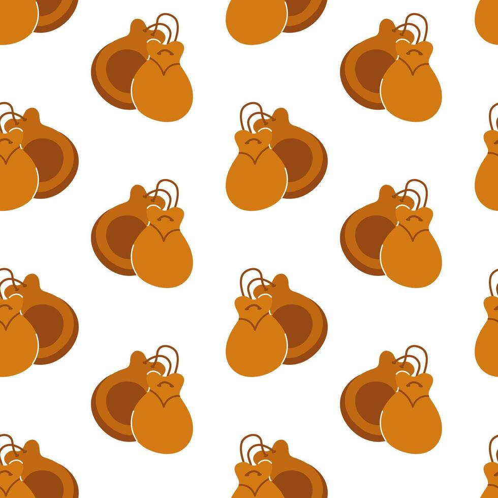 Pattern of smiling brown acorns on a white background creating a cheerful design vector