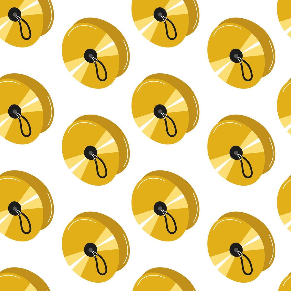 Bright yellow yo-yos arranged in a playful pattern against a white background vector