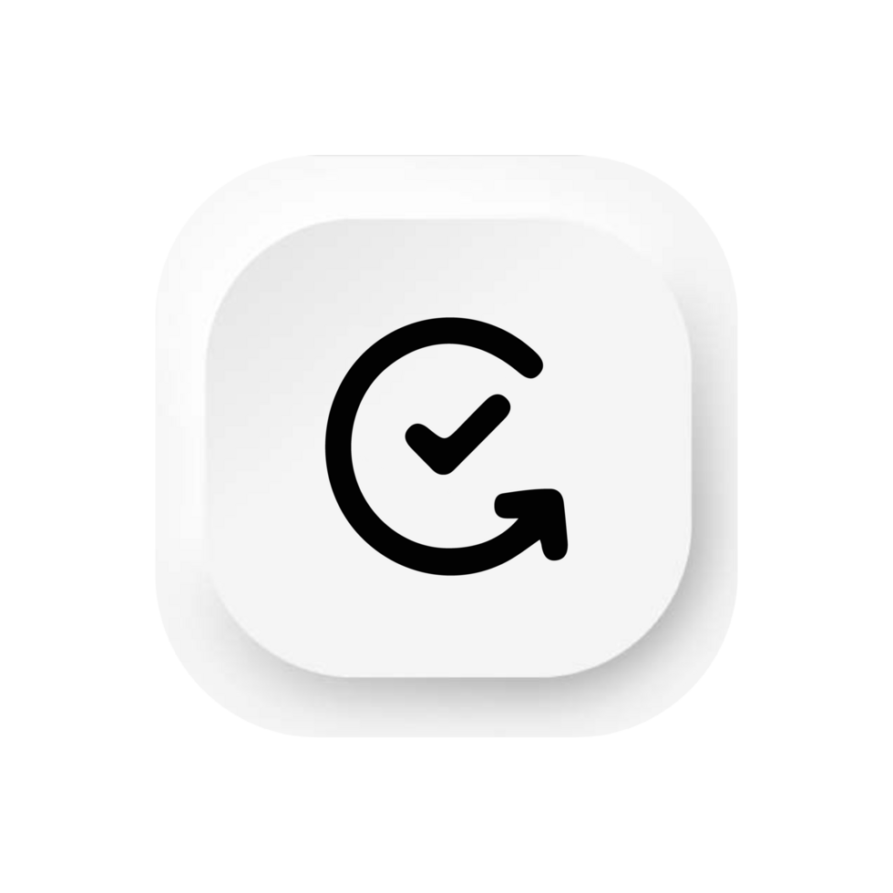 A white button with a check mark on it png