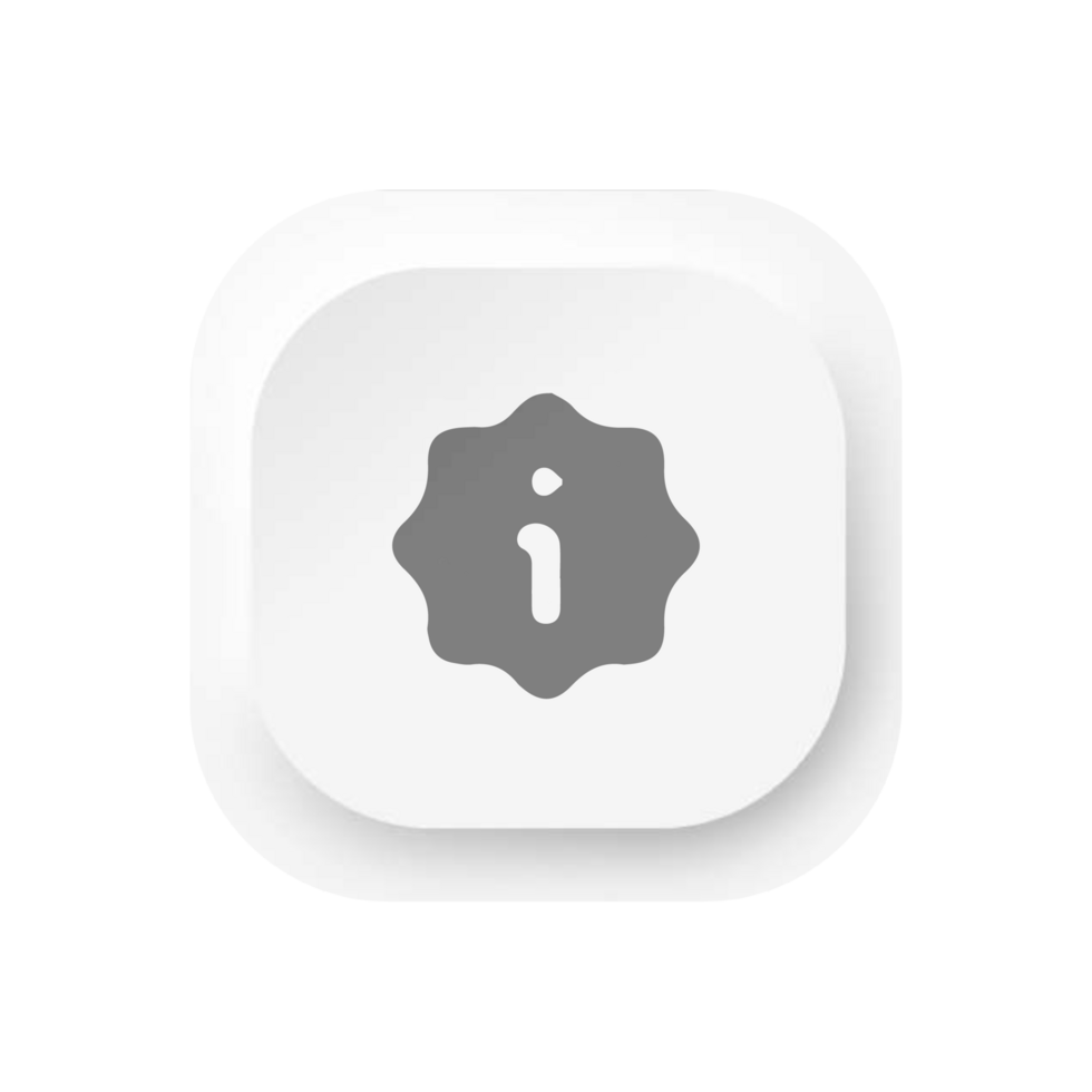 White button with the word 'info' on it png