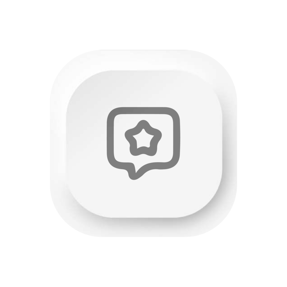 A white speech bubble icon with a star flat png