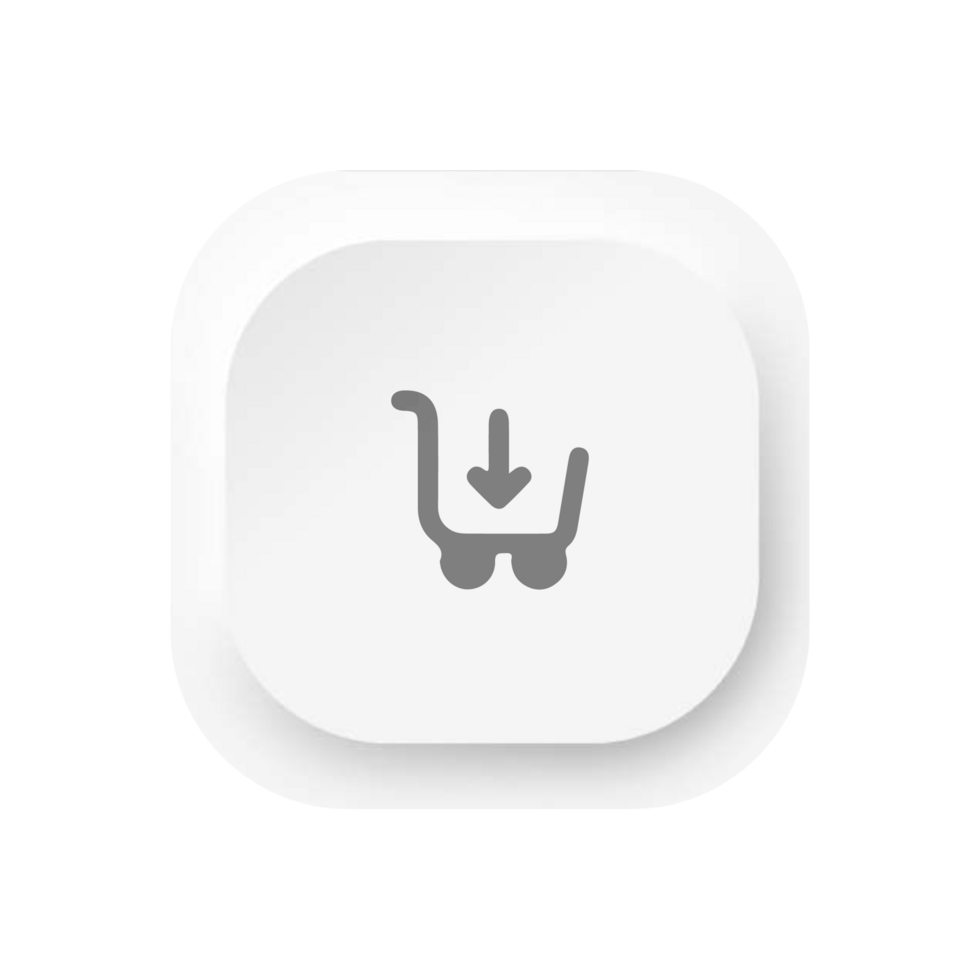White button with a shopping cart icon png