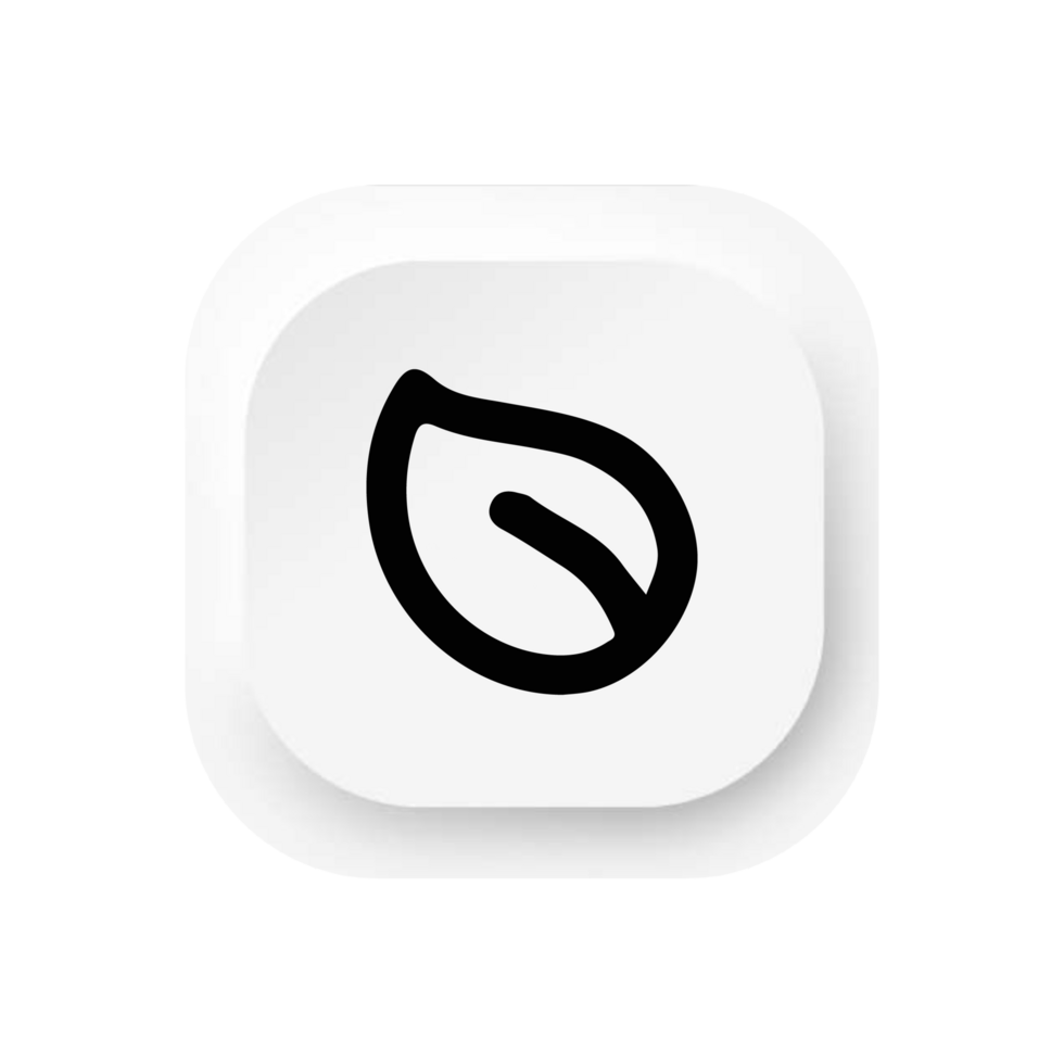 A white button with a leaf icon on it png
