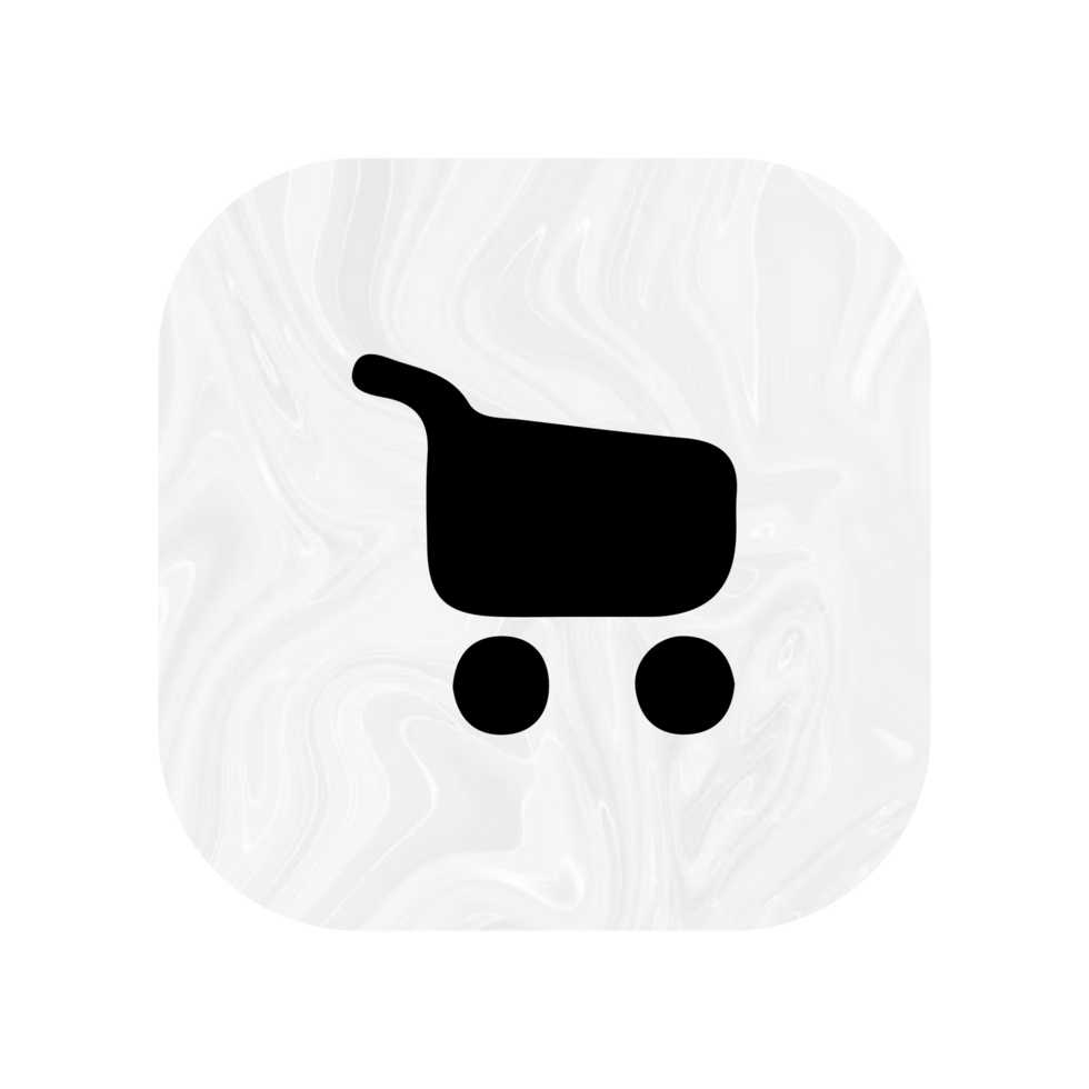 A black and white icon of a shopping cart png