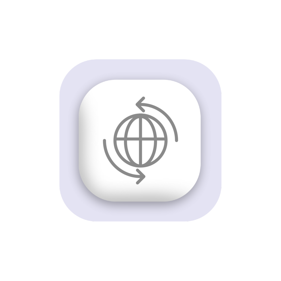 uma branco botão com a seta apontando para a globo png