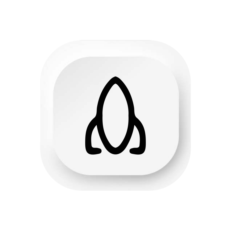 A white button with a rocket on it png