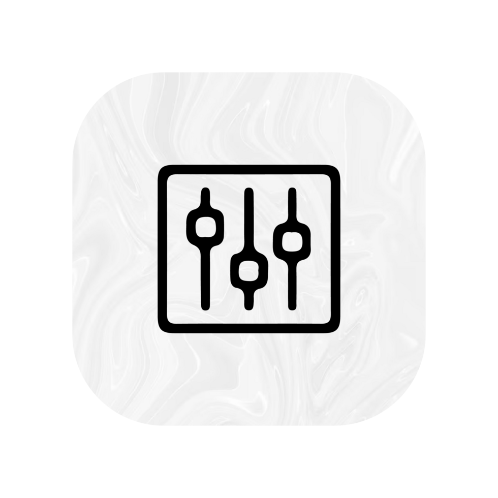 A white and black icon of a mixer png