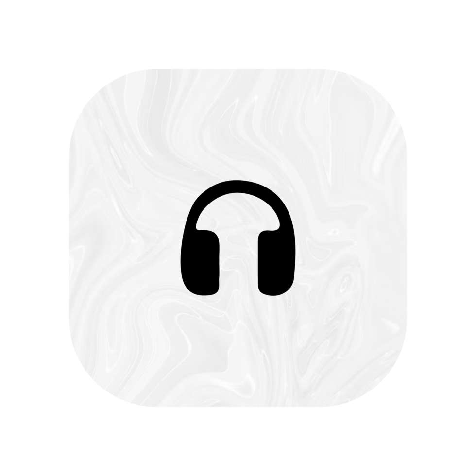 A white and black icon with headphones on it png