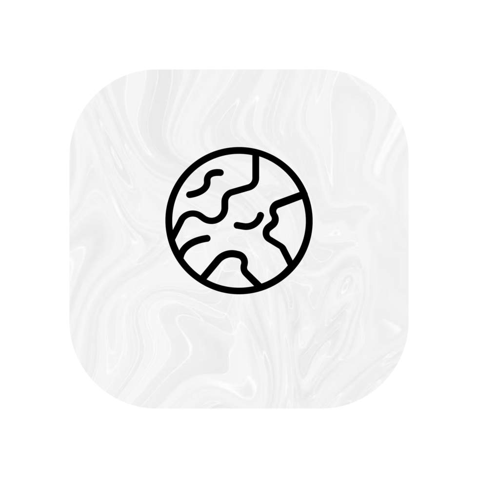 A white and black icon of a globe png