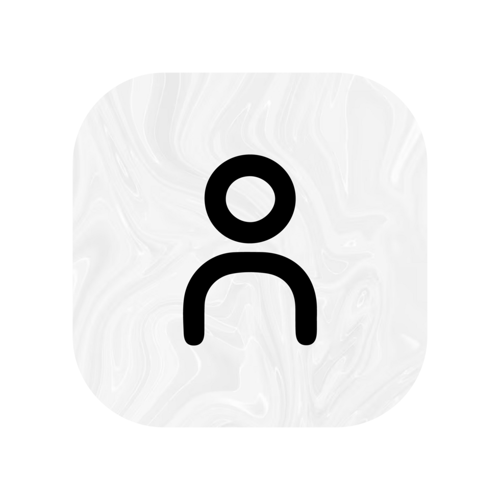 A white icon with a person on it flat png