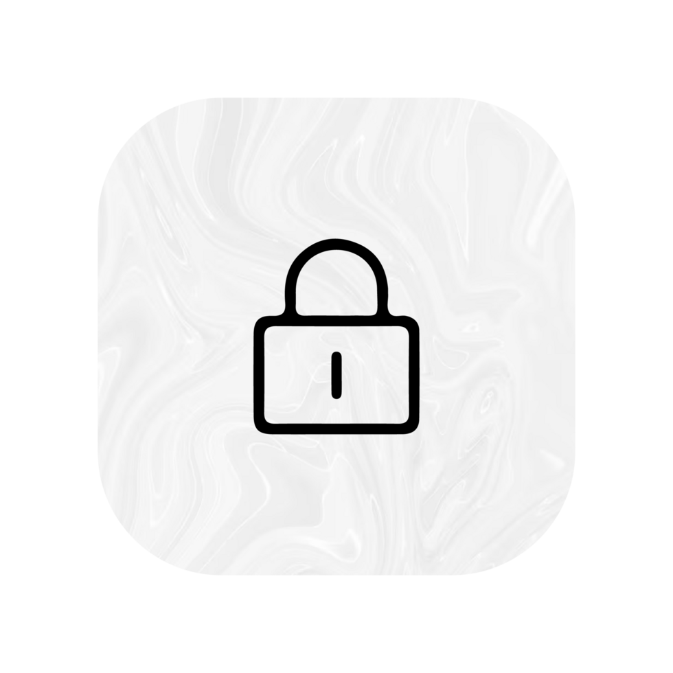 A white square icon with a lock on it flat png