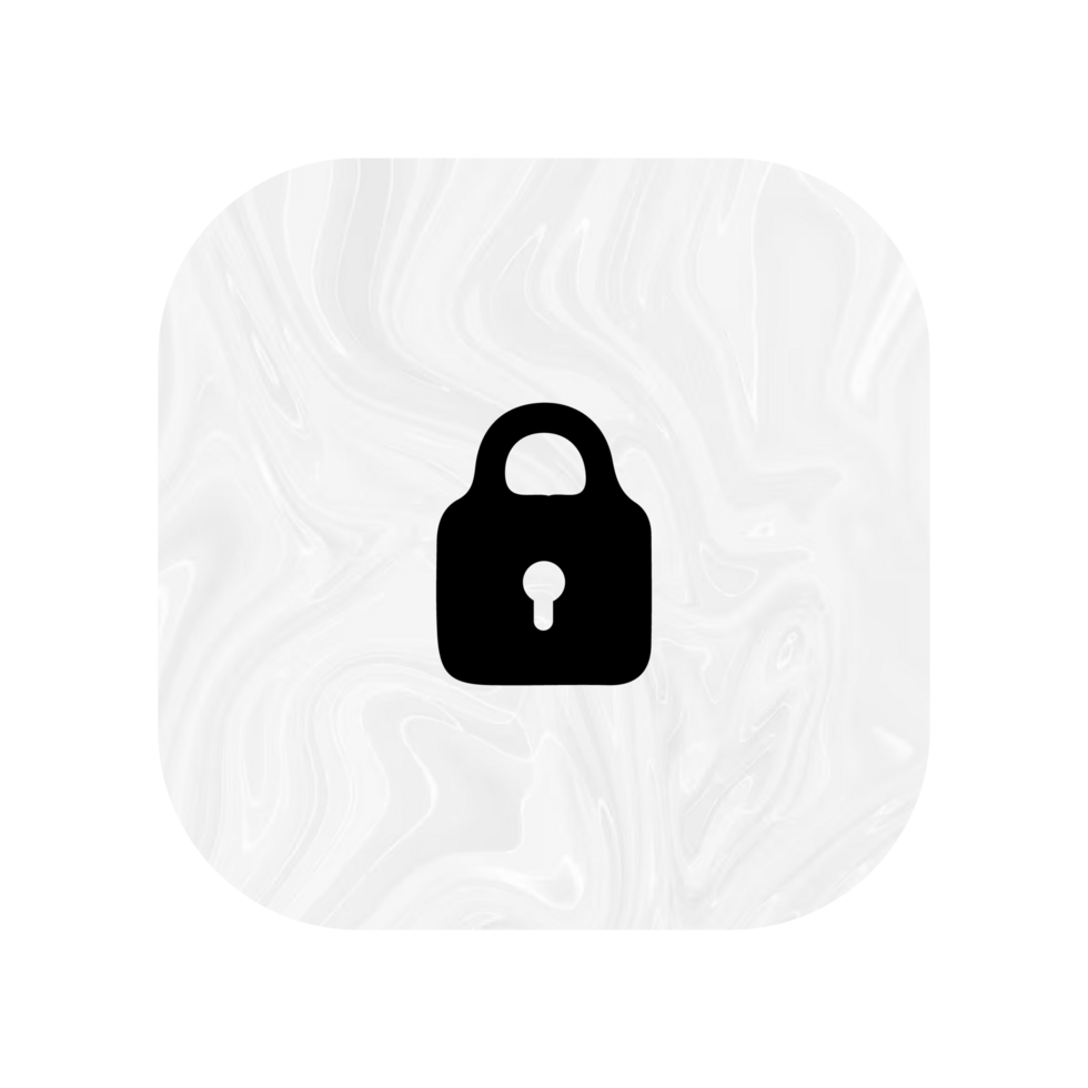 A flat and white icon of a padlock flat png