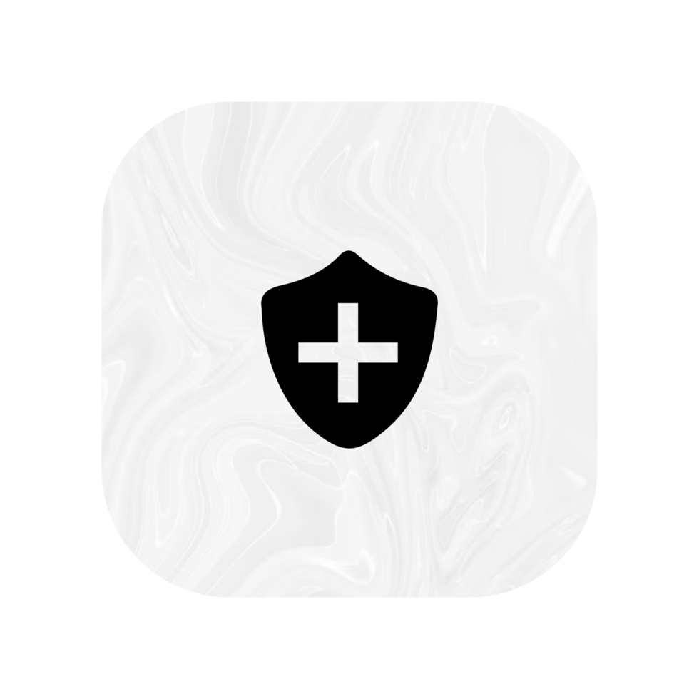 A white and black icon with a shield and cross png