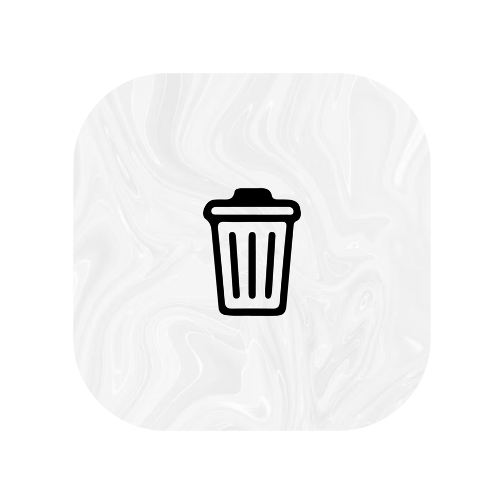 A white trash can icon on a flat shape flat png