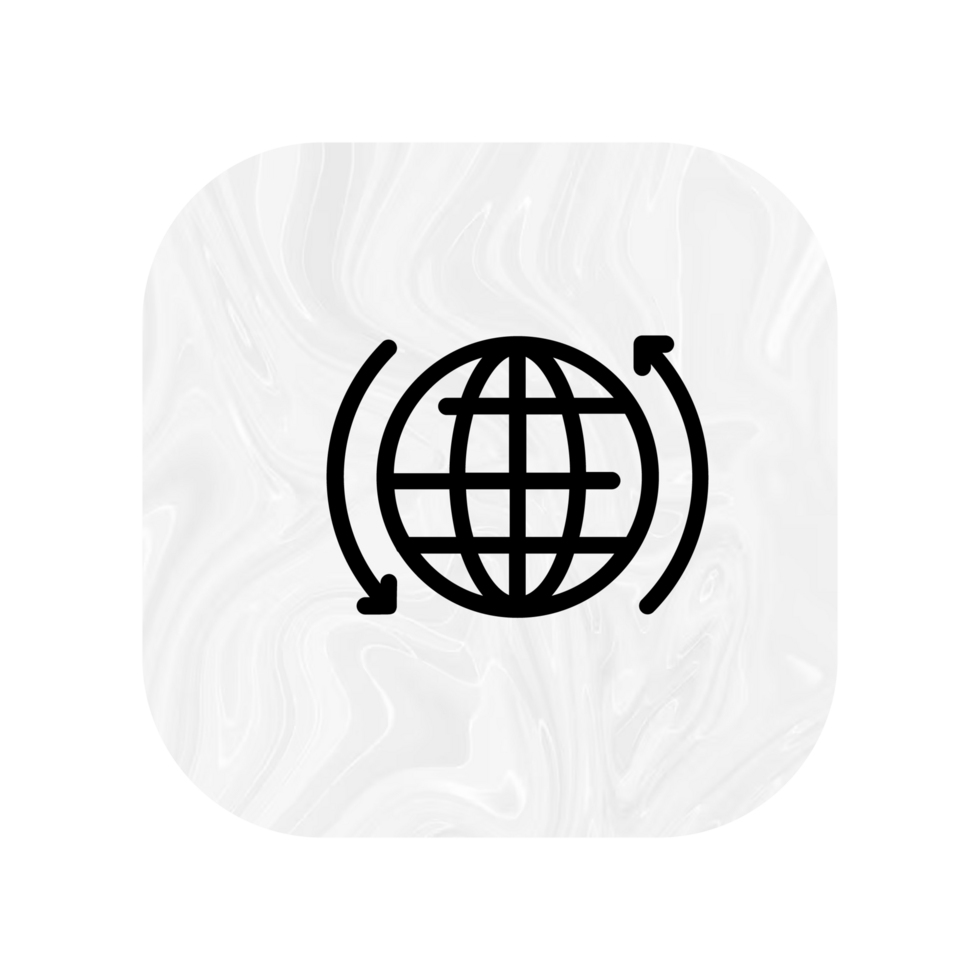 A white and black icon of a globe with arrows png