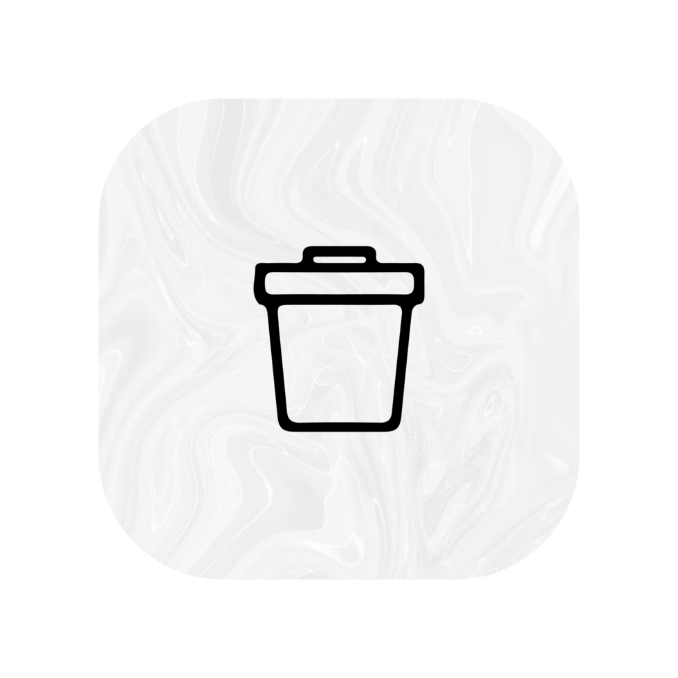 A white trash can icon on a flat shape illustration png