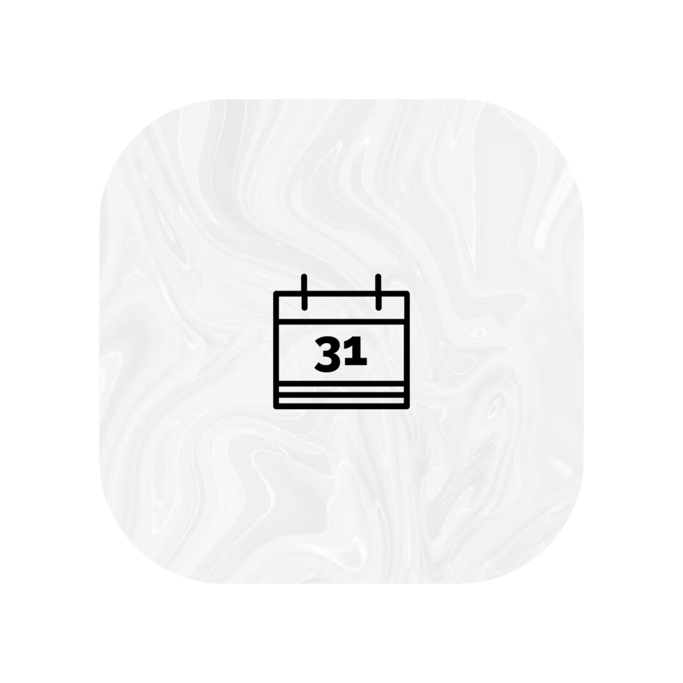 A flat and white icon of a calendar on a white shape png